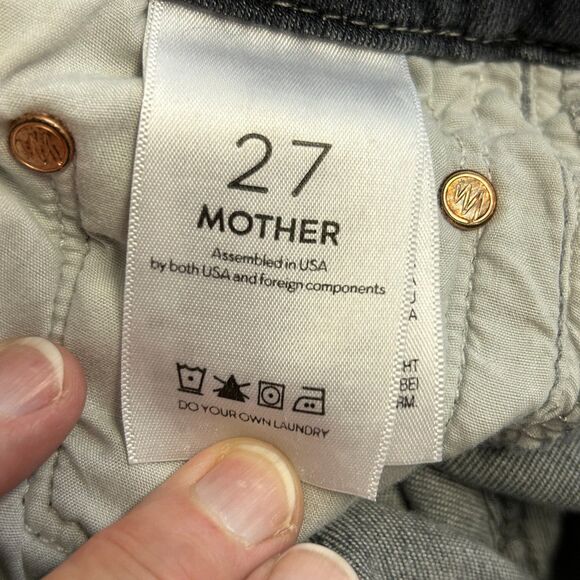 Mother The Looker Gray Medium Wash High Rise Distressed Fray Ankle Jeans Size 27 - Picture 7 of 16